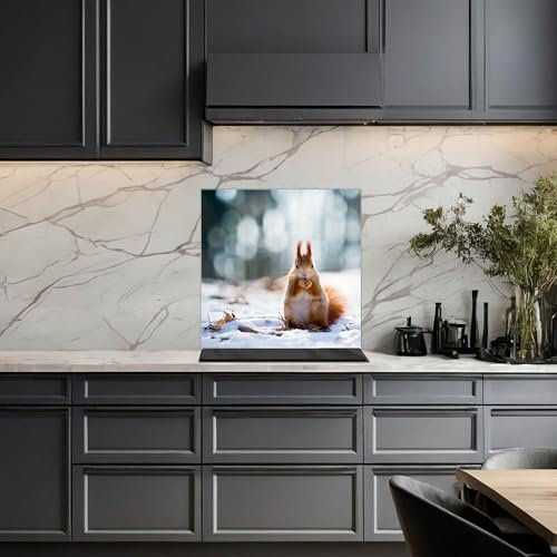 banjado Küchenrückwand Glas ohne Bohren 40x40cm – Glasrückwand Küche mit Motiv Tiny Tim/Spritzschutz Küchenrückwand Glas/selbstklebende Küchenrückwand Platte - magnetisch & beschreibbar