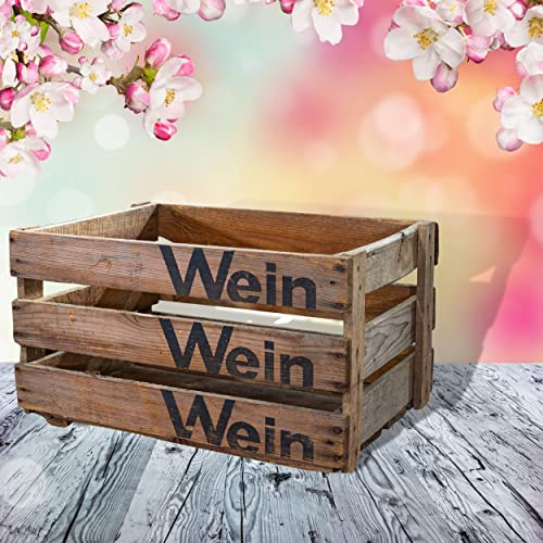 Truhenking Alte stabile dunkle Badische Weinkiste Wein Wein Wein 50x35x28 cm Obstkiste alt rustikal (1)