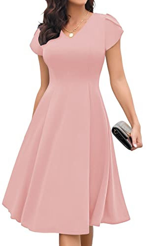 Gardenwed Festliche Kleider für Damen Abendkleider elegant für Hochzeit Rosa Kleid Damen Elegant Cocktailkleider Abschlussballkleider Brautjunfernkleider für Hochzeitgäste Blush S
