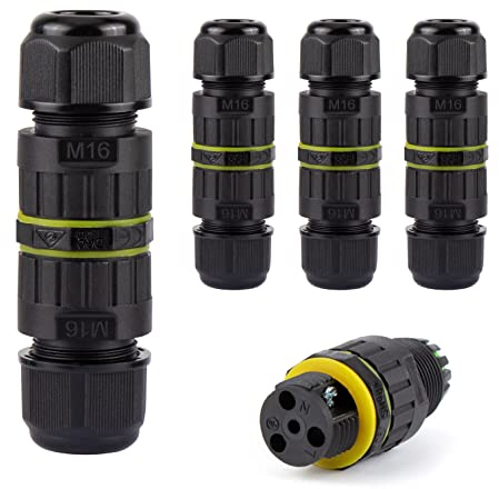 4 Pezzi Scatola di Giunzione Impermeabile IP68, Connettore Stagno Manicotto di Collegamento Scatola di Collegamento a 3 Poli per diametro del cavo di 3.5-10 mm