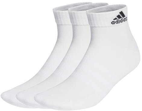 adidas Mixte Cushioned Sportswear Ankle Socks 3 Pairs, White / Black, 13-14.5