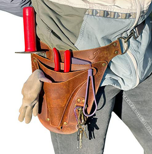 JL Gardenet Garden Tool Belt, Handmade Premium Leather with Pouches Pockets Holster for Women & Men, Gardeners, Florists, Electrician, Carpenter, Flower Farmer, Landscaper, Construction