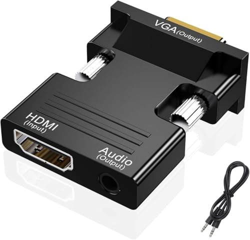 BERLAT HDMI-auf-VGA-Adapter-Konverter, Audio-Ausgang, Computer-Set-Top-Box-Anschluss, Dongle für Laptop, PC, Monitor, Projektor, HDTV, Chromebook, Xbox, 3.5 mm Stereo-Kabel im Lieferumfang enthalten