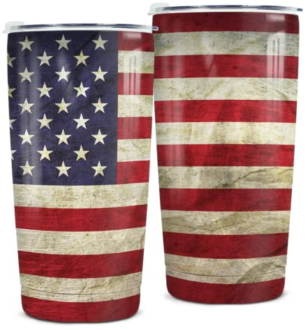 winorax Trinkbecher mit amerikanischer Flagge, Edelstahl, isoliert, 4. Juli, Becher mit Deckel, für Männer, Jungen, Vater, Opa, Vatertag