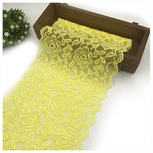Egurs 18cm Breite Spitze Band Schön Rose Stickerei Spitzenband Vintage Spitzenbordüre Spitze Blume Borte Zierband Tischläufer Tischband Hochzeit Festival Tischdekoration Gelb 3 Yard