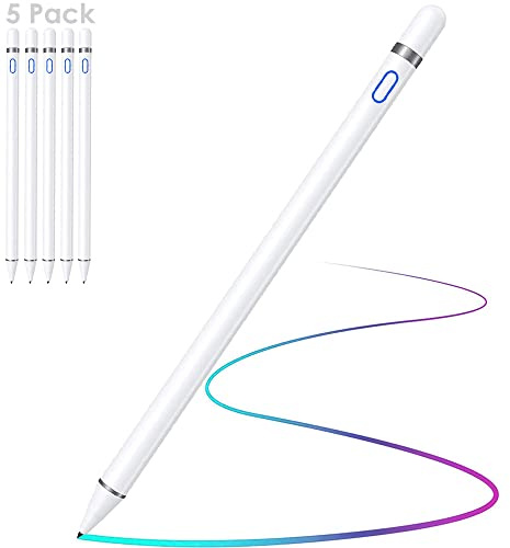 TECHGEAR 5 stück Eingabestift für iPad mit Palm-Ablehnung, Aktiver Stift Kompatibel mit iPads (2018-2022) Apple iPad Pro 11/12,9 Zoll, iPad 10./9./8./7./6. Gen, iPad Air 5./4./3. Gen, iPad mini 6/5