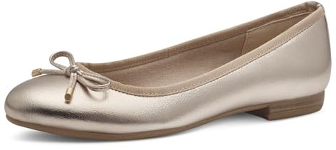 MARCO TOZZI Damen Ballerinas mit Schleife Vegan, Gold (Platinum), 38 EU