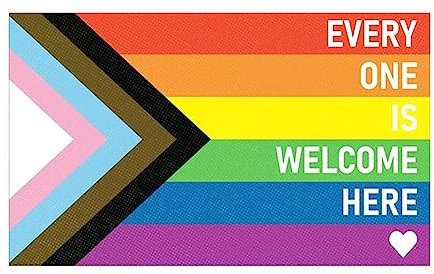 DHliIQQ Pride Flag Aufkleber für Gay Pride, Everyone is Welcome Here, Einschlussposter, Regenbogen-Flaggen-Aufkleber für Stolz-Paraden, Festival, Party-Dekoration, 12,7 x 7,6 cm