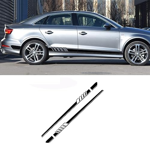 Auto Seitenschweller Aufkleber für Audi A3 8P 8V A4 B6 B8 B7 A6 C5 C6 C7 Q5 Q7 TT,Auto Seitenstreifen Rock Dekor Aufkleber Karosserie Tür Aufkleber Außen Zubehör
