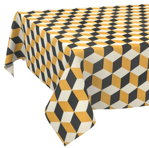 Tischdecke Stoff abwaschbar Tischtuch Tafeldecke pflegeleicht Lotuseffekt schmutz- & wasserabweisend für Indoor Outdoor Tischdecke 100x140cm Schnittkante 3D Effekt