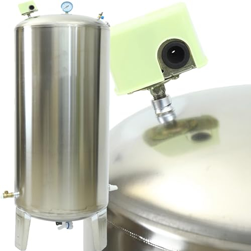 Vaso de expansión Kit de instalación de tanque de presión de pozo 60 100 160 200 250 300 400 L, tanque de presión de agua vertical de acero inoxidable para bomba de pozo/sistema de agua a presión (Si