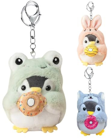 4pc Porte-clés Fantaisie Avec Jouet En Peluche Pingouin, Porte-clés Mignon En Peluche Kawaii Cadeaux Pour Filles Femmes, Porte-clés En Forme D'animaux En Peluche Pour Sacs À Main Et Sacs À Bandoulière