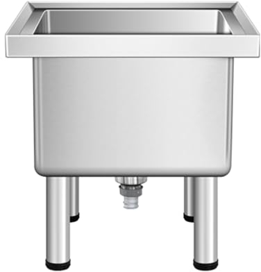 Commercial Floor Mop Sink, 304 Stainless Steel Mop Service Basin Washing Room Utility Sink Laundry Tub ，freestanding Mop Bucket with Drainage/strainer, for Kitchen/restaurant/business/garages