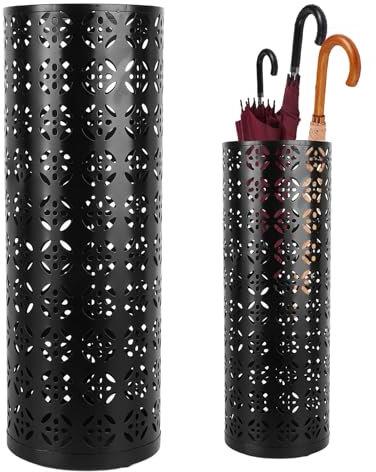Fabater Parapluie en métal, organiseur d'intérieur avec design creux, rangement pour entrée, bureau, maison (noir)