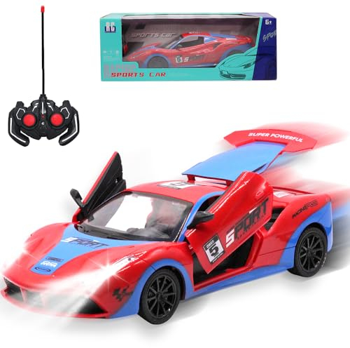 OBEST Auto Drift Telecomandata, Scala 1:16 RC Macchina Telecomandata con Luci LED, Modello Ufficiale Auto Casting, 5 Canali Veicolo ad Alta Velocità da Corsa, Racing Car Regali Giocattoli per Bambini