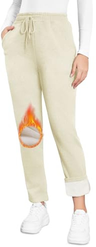 Kfnire Pantaloni Tuta Donna Invernali in ​​Pile a Vita Alta Pantaloni Termici Donna Joggers con Tasche e Coulisse