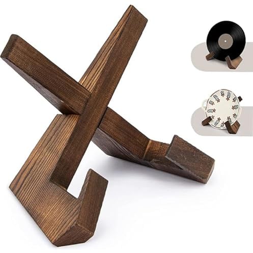 Meafeng Support assiette decorative, Porte assiette, Support assiette en bois, Presentoir livre cadre photo de table, Paire de mini chevalet 6,5 pouces