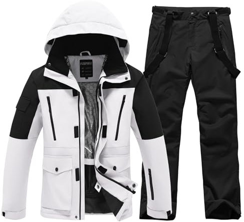 HOTIAN Herren Ski Jacke und Hosen Set Herren Schneeanzug Winter Warme schneeanzug Wasserdicht Winddicht skibekleidung Snowboard Set HB+BK XL