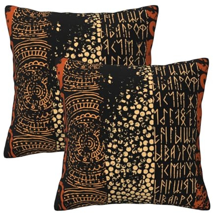 HOSTECCO Ethnische Kissenbezüge 50x50 cm 2er Set Afrikanische Kissenbezüge Boho Tribal Dekokissen Kissenbezüge für Sofa Couch