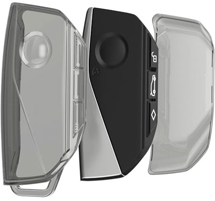 kwmobile Autoschlüssel Hülle kompatibel mit BMW 4-Tasten X7 X1 U11 iX ix1 7er G07 I7 Autoschlüssel - Schlüsselhülle Silikon Cover - Schwarz Transparent