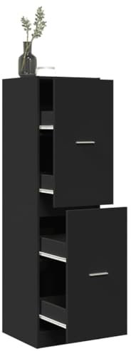 Brokky Apothekerschrank Schwarz 40x41x144,5 cm MedizinschräNke Hausapotheke Schrank Arzneischrank Apothekerschrank Holzwerkstoff