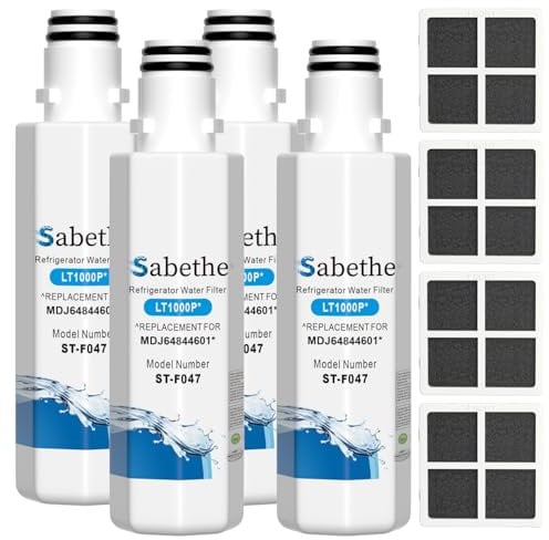 Replacement Water Filter, Compatible with LG LT1000P, LT1000PC, ADQ74793501,ADQ74793502, MDJ64844601, with 3Pcs LT120F Air Filter (4)