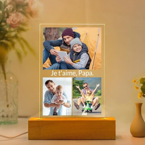 Kasofong Cadeau Noel Femme Personnalisé, Cadre Photo Personnalisé, Cadre Personnalisé avec Photo, Cadre Lumineux Personnalisable, Cadeau Anniversaire Femme