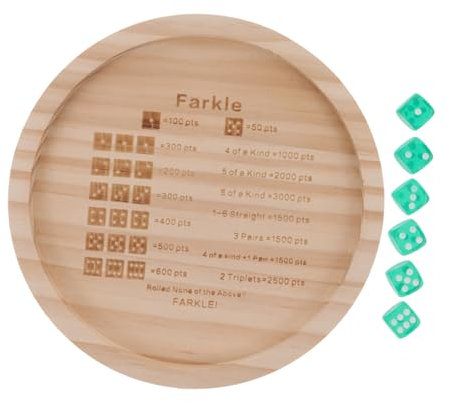DRESSOOS Holz Würfeltablett Mit Würfeln Farkle Dice Tray Tragbar Mit Beutel Für Familienspiele Party Würfelspiel Zubehör Holz Tablett Würfelspiel Würfelbecher Alternative