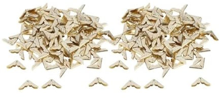 100-300pcs Scrapbooking Albums Corner Protectors Card File Menu Metal Book Laptop Corner Protector Scrapbooks Photo Albums Decor(Gold 200pcs)