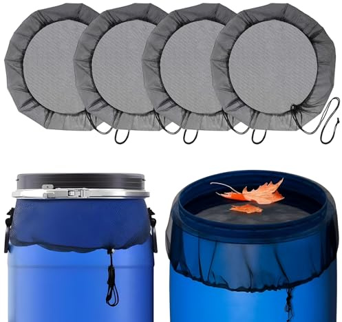 Qixuer Rete per Barili di Pioggia, 4 Pezzi di Zanzariera Nera Resistente Alle Intemperie, Diametro 80 cm, Coulisse Regolabile, Protezione per Foglie e Insetti