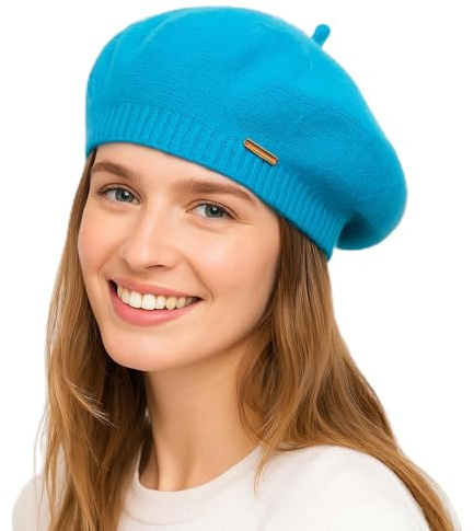 Yanmucy Baskenmütze für Damen und Mädchen, flauschig, gestrickt, französische Baskenmütze, warm, klassische Beanie-Mütze, Kappe für Damen und Herren, Winter, Herbst