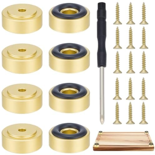 NBEADS 8 Pcs Cutting Board Feet with Nonslip Pads, 19.5x9mm Anti-Slip Chopping Board Feet Legs with Screws and Screwdriver Kit for Kitchen Unfinished Cutting, Matte Gold Color