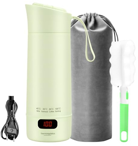 Bollitore elettrico da viaggio, 400 ml, mini tazza elettrica portatile, piccolo bollitore elettrico 304 con rivestimento in acciaio inox, 4 livelli di temperatura regolabili con spegnimento automatico