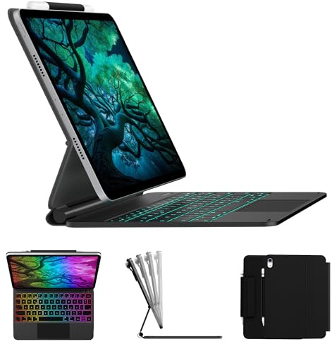 typecase Tastatur Hülle für iPad 11(A16)/10. Gen, Freitragender Ständer | Magnetische, Multi-Touch Trackpad, 11-Farbige Hintergrundbeleuchtung, QWERTZ, Schwarz