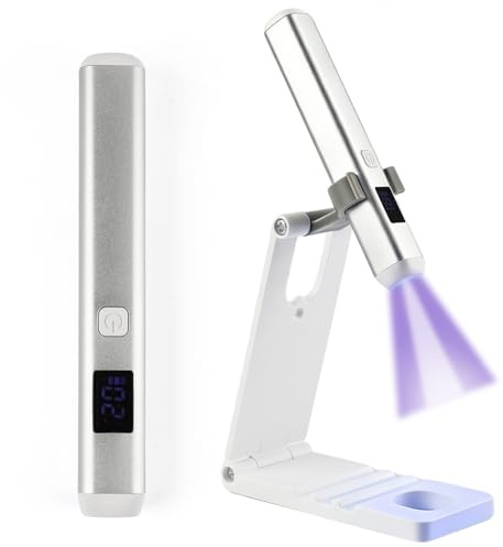 Handheld UV Nail Lamp with Flash Cure & LCD Display – Portable Rechargeable Gel Nail Dryer with Timer, Magnetic Base for Linear Light Strip，Built-in Stand – Fast 10-60s Curing for Home & Travel Use