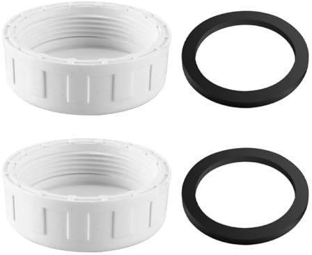 DUZEPA 2 tapones roscados de PVC, conector de manguera de rosca hembra redonda de PVC de 2 pulgadas, para sellar conexiones y extremos de tubería, color blanco