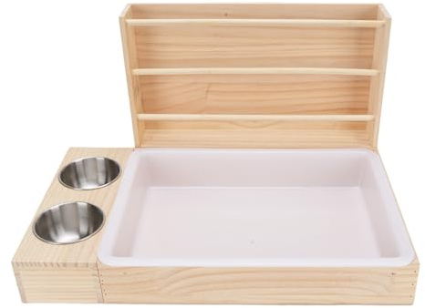 HELEVIA 3 in 1 Rabbit Hay Feeder with Litter Box and 2 Bowls, Animals Hay Manger Gras Food Rack, Anti Tipping Guinea Pig Hays Manger, for Guinea Pig