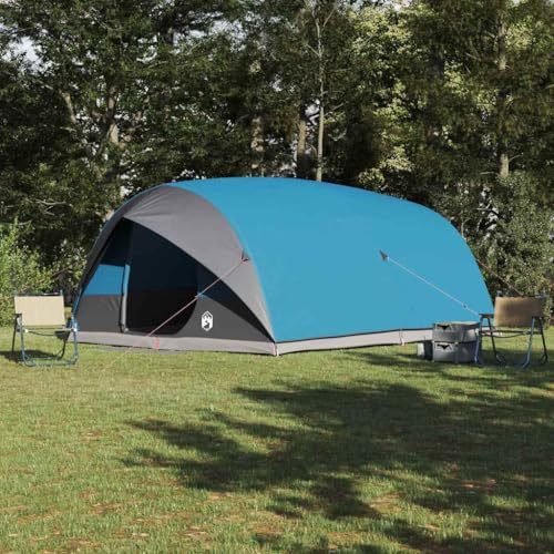 Blaues Tunnelzelt mit Dach, 500x348x200 cm TAFT, für 10 Personen, wasserdichtes Camping Zelt mit E-Port und Haken, ideal für Outdoor Abenteuer und Familienurlaub