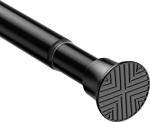 AIZESI Extendable Curtain Poles Black Tension Rod 78-160 cm | Shower Curtain Pole No Drilling, Easy Installation, Adjustable Tension Rod for Window Bathroom Door Wardrobe, Diameter:22mm