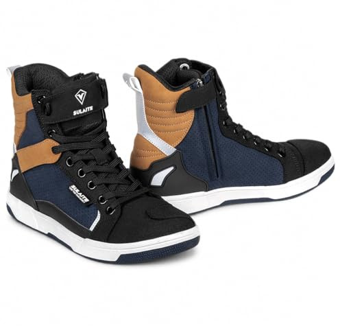 Scarpe da Moto da Uomo, Stivali Protezione da Motocross in Pelle Scamosciata Traspirante Supporto alla Caviglia, Suola Antiscivolo Pad del Cambio Adatti a Tutte Le Stagioni