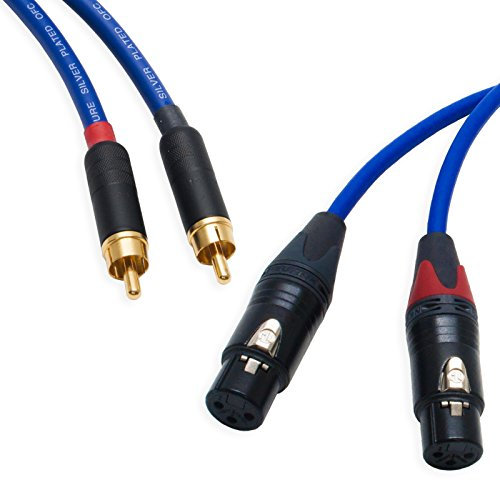 Pseudo Balanced RCA Phono to Female XLR Lead (PAIR). Van Damme & Neutrik Cable (20m, Blue)