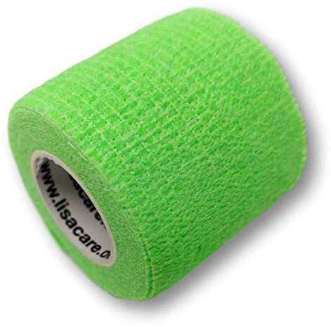 LisaCare Pflaster Farbe - 2 Rollen, 5cm breit - Medizinprodukt - Wundpflaster Band elastisch luftdurchlässig festhaltend mit Farb- & Motivauswahl (Neongrün)