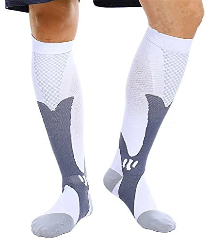 feifanshop Sport-Kompressionsstrümpfe Stützstrümpfe Reisestrümpfe Kniestrümpfe Trombosestruempfe Kompressionsstrümpfe Kompressionssocken Damen Herren Weiß EU 40-43