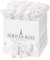 PARIS EN ROSE Rosenbox ECKIG | mit 12 weißen Infinity Rosen Größe XL | eckige, weiße Box mit Schleife | ewige Rose | 3 Jahre haltbar | Grußkarte