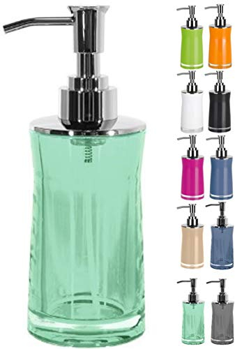 Spirella Seifenspender Sydney | mit Edelstahlpumpe | Flüssigseifen-Spender | Acryl | 200ml | Langliebig und Robust | Grün durchsichtig