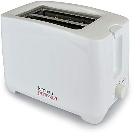 Kitchen Perfected® 2 Slice Extra Wide Slot Toaster - 750W - 7 Browning Levels - High Lift Eject Function - Centralisation for Even Cooking - Removable Crumb Tray - E2020WH - White