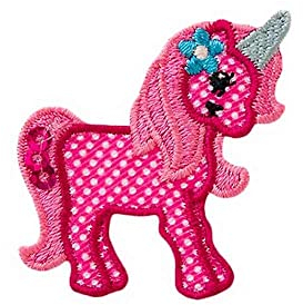 Mono-Quick Bügelbild Aufnäher Patch Applikation zum Aufbügeln kleines Einhorn pink 3,5 cm x 3,5 cm