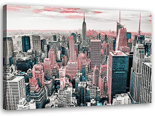 Leinwandbild XXL Manhattan Wandbild Kunst abstract Rosa 120x80 cm