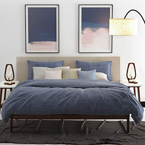 ZO! HOME Cotton Bettwäsche 135x200 cm Lino Urban Blue dunkelblau meliert Uni