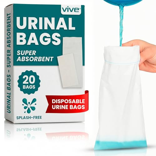 Vive Disposable Urine Bags (20 Count) - Pee Bags for Emergencies, Camping